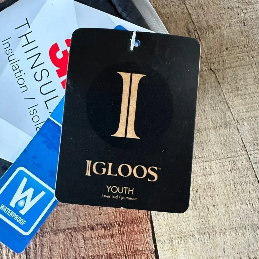 Igloos youth size S/M black waterproof 3M thinsulate isolant winter snow gloves